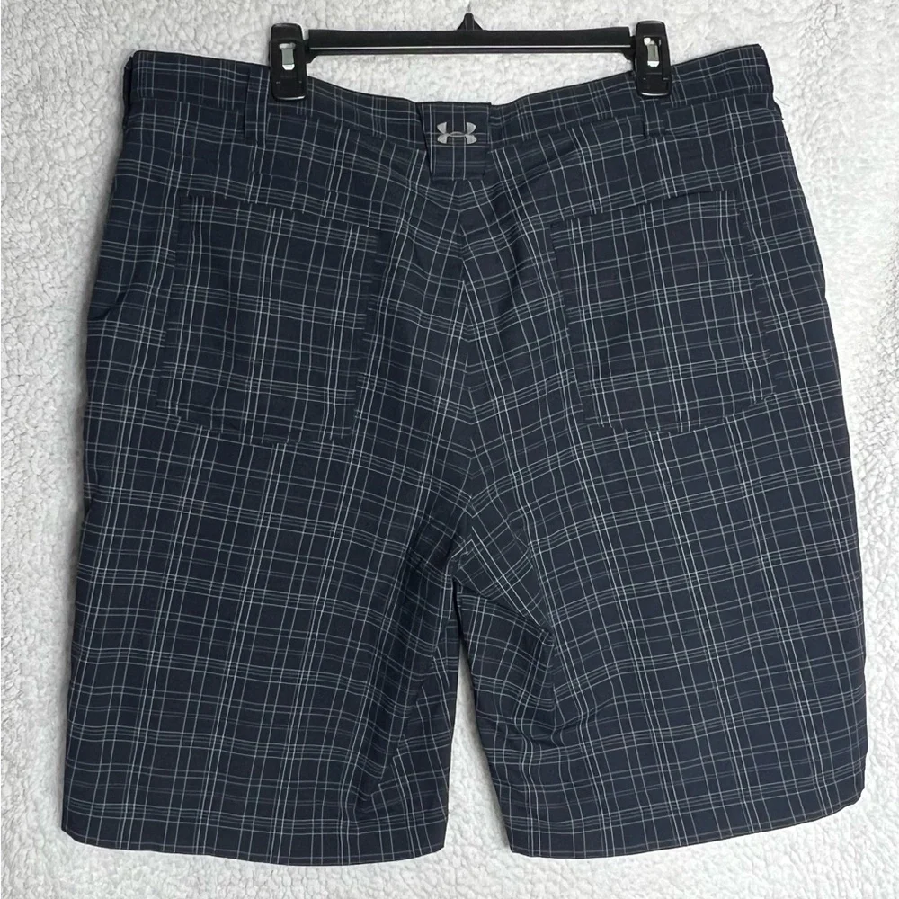 Under Armour Golf Shorts Mens 38 Black Check Chino Flat Front Performance Preppy